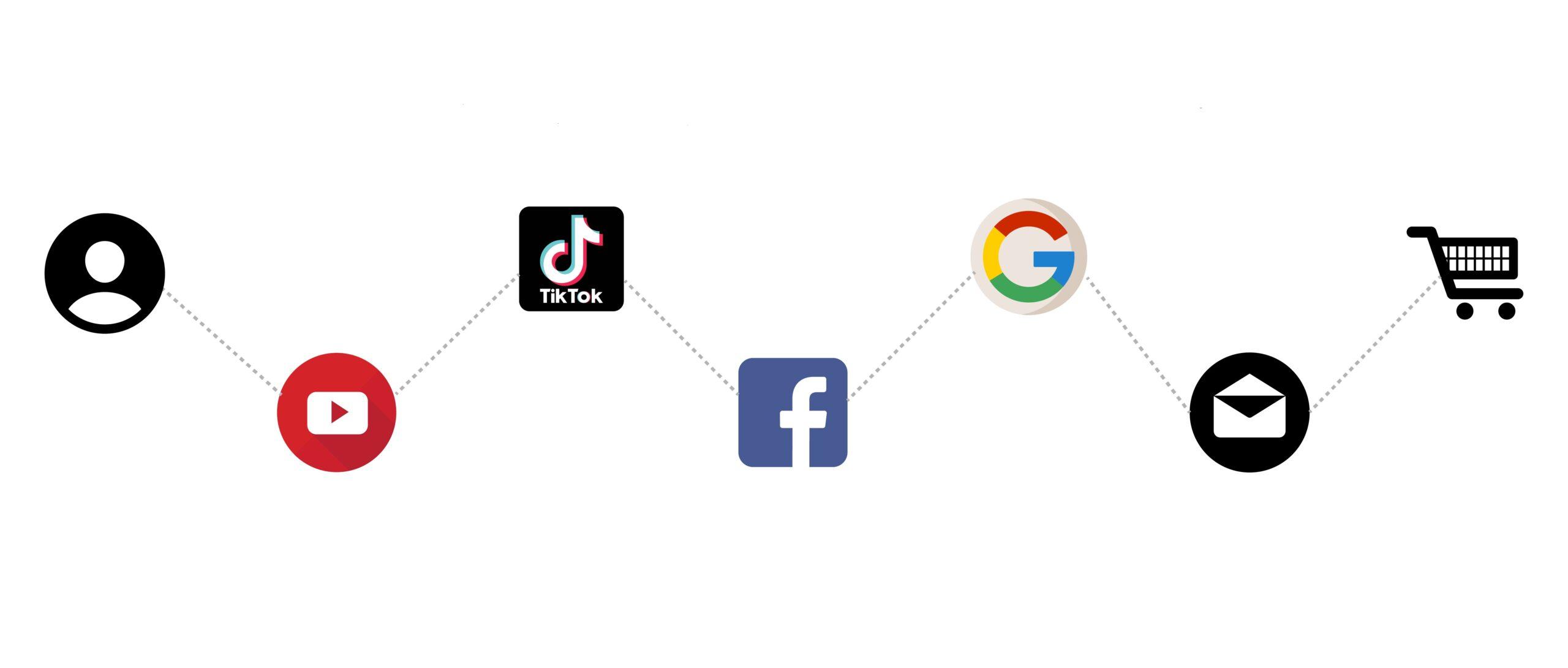 Row of social media logos