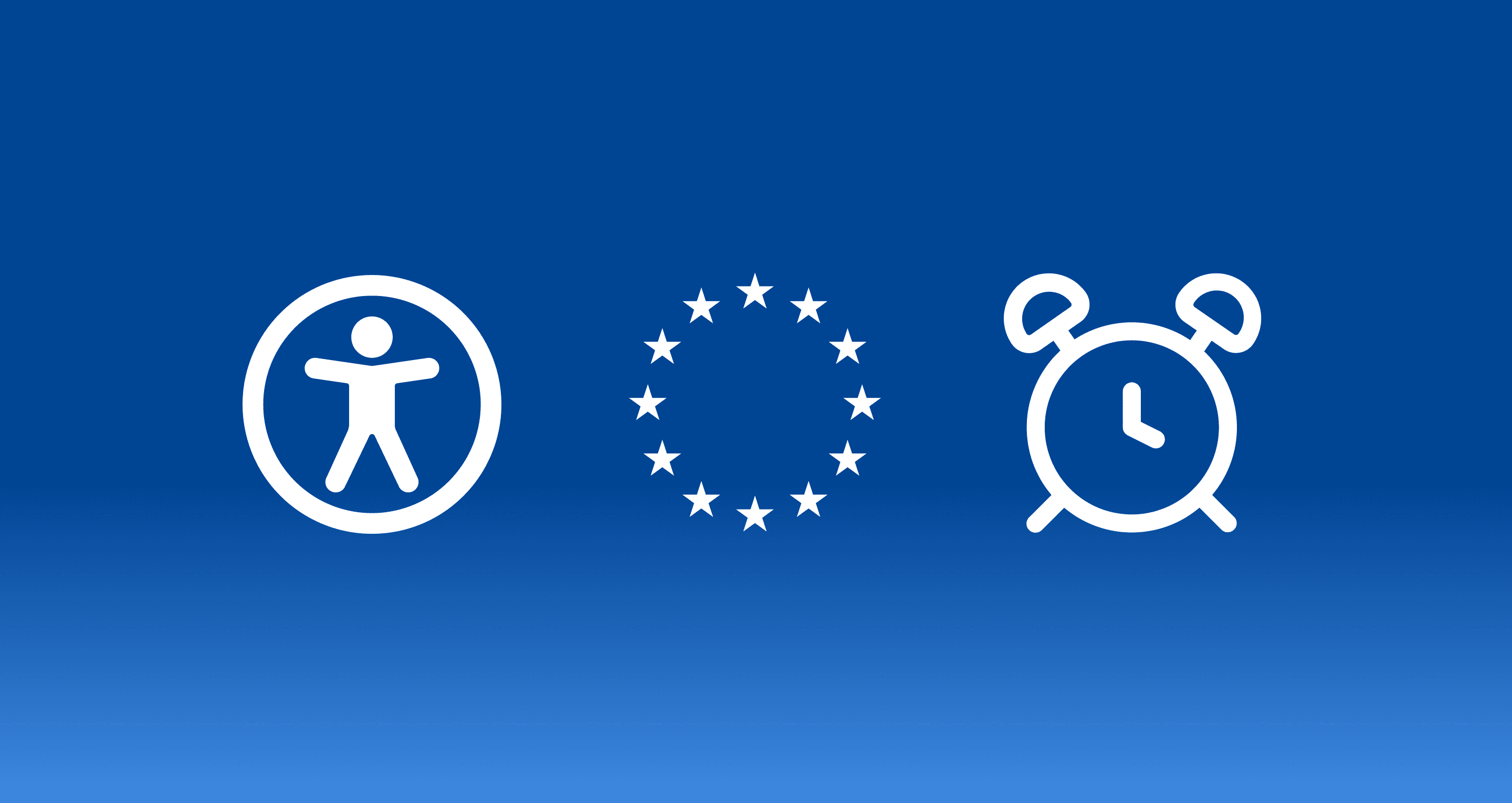 Icons showing EU, accessibility and timer icons